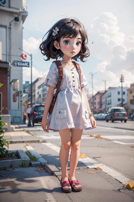 photorealistic,realistic,photography,masterpiece,best quality,ultra-detailed,1girl,full body,simple background,white_background,chibi,white dress,<lora:Q-000005:0.5>,