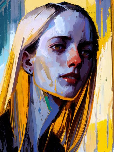 (A_Rostov_Style:0.7) <lora:DE_Alexander_Rostov-06:0.9>, illustration, portrait, thin girl, yellow hair, elegant, flirty dynamic pose, rough brush strokes, soothing tones, calm colors, art by greg rutkowski and artgerm, (intricate details:1.12), hdr, (intricate details, hyperdetailed:1.15)