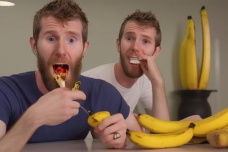 portrait of linus sebastian person eating a banana