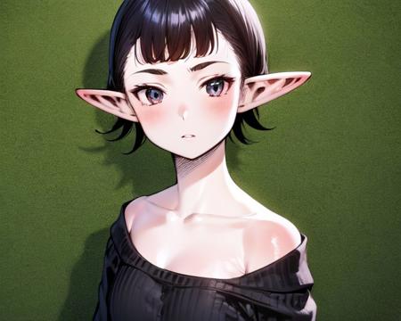 <lora:Synedoche:1.2>
1girl, elf, pointy ears, short black hair,bobcut