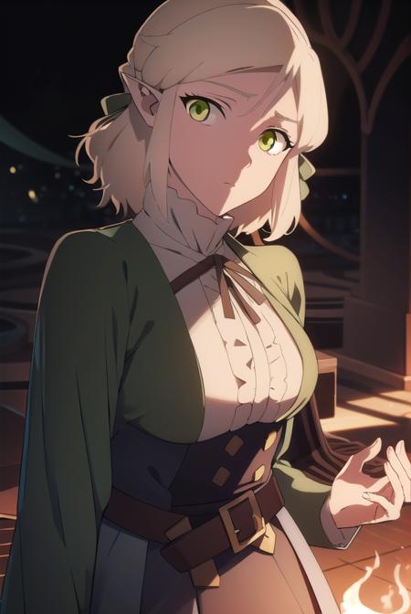 filomena, <lyco:filomena-lyco-nochekaiser:1>,
filomena, short hair, blonde hair, (green eyes:1.5), pointy ears,
BREAK skirt, long sleeves, dress, standing, belt, long skirt,
BREAK looking at viewer,
BREAK outdoors,
BREAK <lyco:GoodHands-beta2:1>, (masterpiece:1.2), best quality, high resolution, unity 8k wallpaper, (illustration:0.8), (beautiful detailed eyes:1.6), extremely detailed face, perfect lighting, extremely detailed CG, (perfect hands, perfect anatomy),