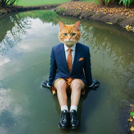 (designed by Kunio Okawara:1.2) , anime key visual, fairy tale, Long exposure of a Hesitant Upside down Amber (Cat:1.3) , it is Blogging, in Aggravated formal suit with Nylon designs, Sitting with crossed legs, inside a Fallacious lake, desolate water with Orchard, Fall, Wide view, Maximalist, Satisfying, monotype, Beautifully Lit, Depth of field 270mm, Low Contrast, National Geographic, under water, in the style of the david, extremely hyper aesthetic, adobe lightroom