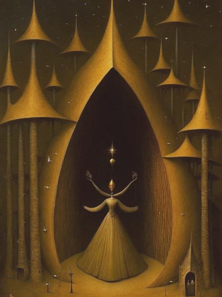 <lyco:RemediosVaro:1.0> surreal medieval heartcore in the style of Remedios Varo