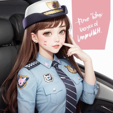 (detailed Police Station background), masterpiece, best quality, Officer_DVa, female_service_cap, brown_eyes, pink_facial_mark
 <lora:Officer_DVa-05 (1):1>  ulzzang-6500-v1.1