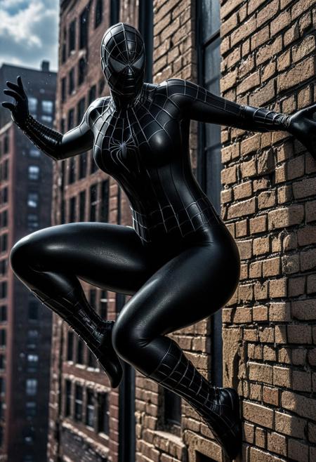 score_9, score_8_up, score_7_up, best quality, realistic, masterpiece, beautiful detail, hyperrealistic, afternoon sky, ((1girl, woman body, big breasts)), amazing detailed full body portrait of a beautiful girl, wearing a realistic and highly detailed black raimi spider-man suit, ((huge muscular girl)), ((wears black spiderman mask)), professional model wears ultra - detailed black raimi spider - man suit, ultra - detailed and grained black raimi spiderman suit, suit covered entire body and hand, black spiderman gloves, wet, (dancing), (full body), (dirty skin), octane render, highly detailed, volumetric, dramatic lighting, (highest quality:1.1), (HDR:1.3), (top quality, best quality), realistic, high definition,