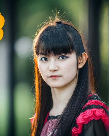 realistic, photorealistic, detailed, beautiful, RAW photo, film grain, (natural lighting :1.2), japanese, woman, raw photo, photo background, long hair, suzuka nakamoto,suzukav4, punk style, wearing a pink top, 20 years old,  black eyes,  bokeh, park,mature
<lora:Suzuk4-step00007350:1>