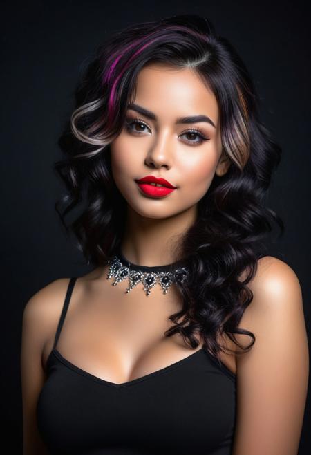 (RAW photo, subject, 8k uhd, dslr, soft lighting, high quality, film grain, Fujifilm XT3, masterpiece, best quality, extremely detailed photograph, volumatic light, ray tracing, bust shot , extremely detailed 8k wallpaper, nsfw), (two gothic girls:2.0), ((beautiful african girl or german girl), (black or brown or white (paint splattered:1.8) skin), (paint splattered:1.8) gothic clothesi,  (long or medium lenght straight wavey curly black blonde brunette white (paint splattered:1.8) hair), (colorful streaks), undercut hairstyle, chin bangs, dread hairstyle, braid hairstyle, delicate face and eyes, (glossy lips:2.0), (huge:1.6) breast, small waist, hourglass figure, (glasses:0.8), (painting portrait picture on canvas:2.0), in darkroom, dark walls, sexy pose, look at viewer, smile, hdr,, indirect lighting, soft lighting