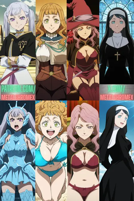 Noelle Silva, Mimosa Vermillion, Vanessa Enoteca, Sister Lily Aquaria (Black Clover characters by MetalchromeX)