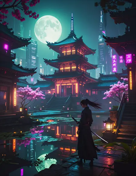 City Worlds : Cyberpunk Temples - Z Image Turbo