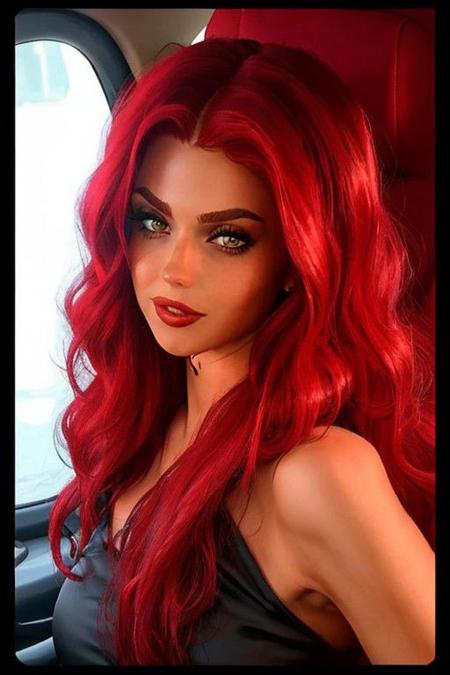 thin amazing portrait girl, red long hair, Disney, Cartoon, wet, ultrasound gel,