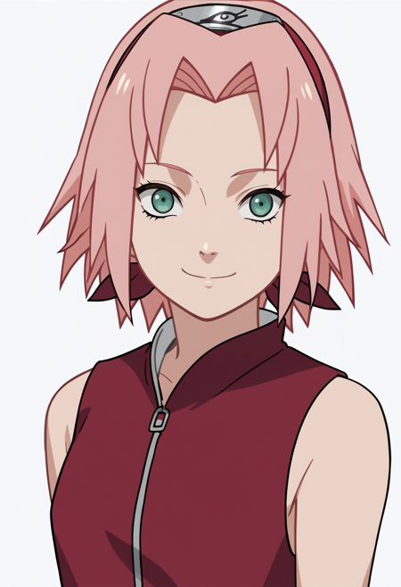 1girl, haruno sakura, pink hair, short, hair, green eyes, forehead protector