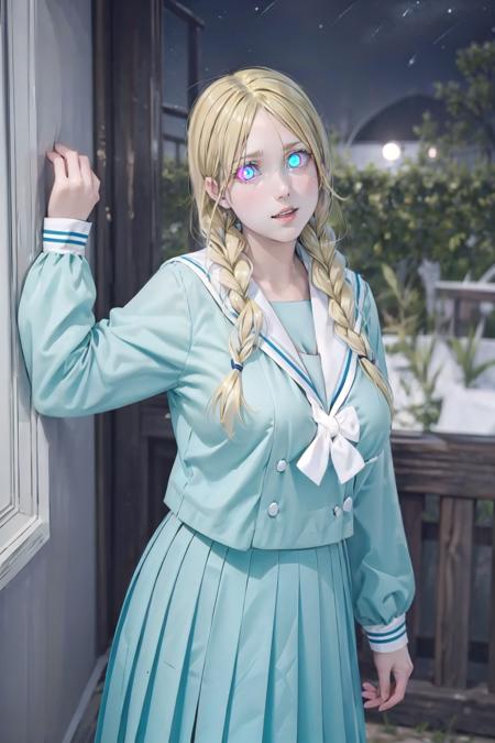 lhz,school uniform,blue skirt,serafuku,long sleeves,white sailor collar,pleated skirt