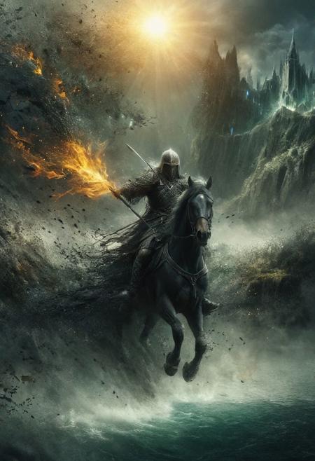 Completely Helm's fall absolutely nothing, pure black, detailed, but the Lord of the Rings of life are rising, FastNegativeV2, ral-dissolve, digital art, landscape