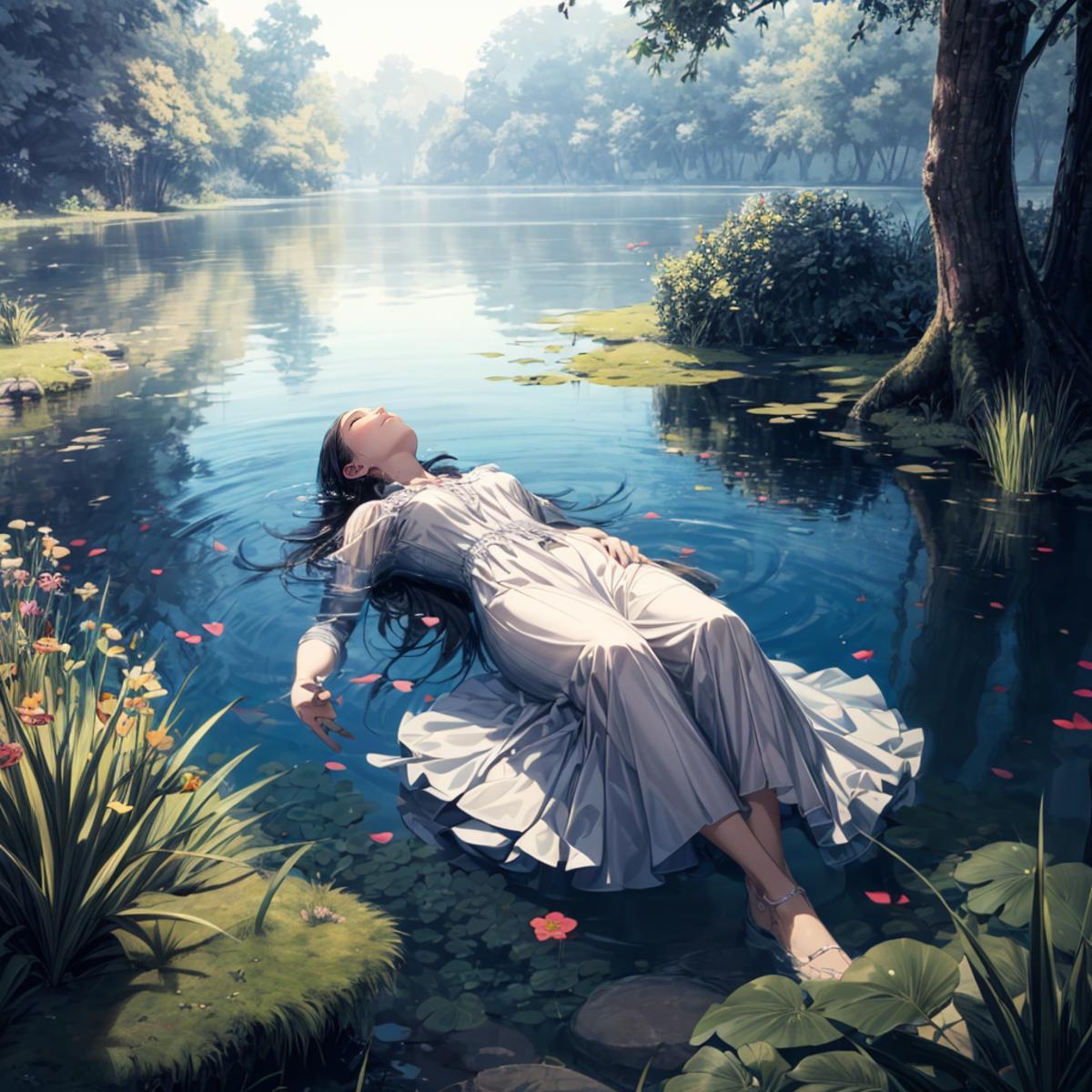 Ophelia parody shot (female partially drowning) image by jibunsagasinotabi
