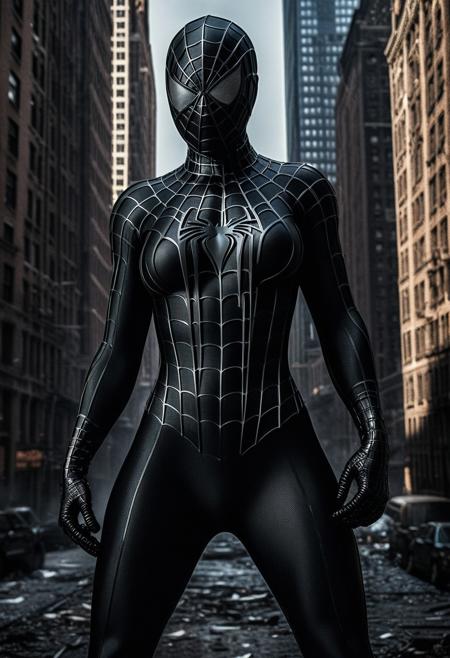 score_9, score_8_up, score_7_up, best quality, realistic, masterpiece, beautiful detail, hyperrealistic, night, ((1girl, woman body, big breasts)), amazing detailed full body portrait of a sexy girl, wearing a realistic and highly detailed black raimi spider-man suit, ((huge muscular girl)), ((wears black spiderman mask)), professional model wears ultra - detailed black raimi spider - man suit, ultra - detailed and grained black raimi spiderman suit, suit covered entire body and hand, black spiderman gloves, (action pose), (full body), (dirty skin), octane render, highly detailed, volumetric, dramatic lighting, (highest quality:1.1), (HDR:1.3), (top quality, best quality), realistic, high definition,