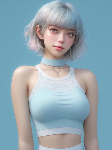 1girl, earrings, jewelry, blue_background, solo, choker, upper_body, short_hair, looking_at_viewer, artist_name, crop_top, bangs, breasts, lips, nose,
photo,8k,highly detailed,digital photography,masterpiece,sidelighting,finely detailed beautiful eyes,hdr,realistic,high definition,
<lora:Oxygen girl_SDXL1.0:0.7>,