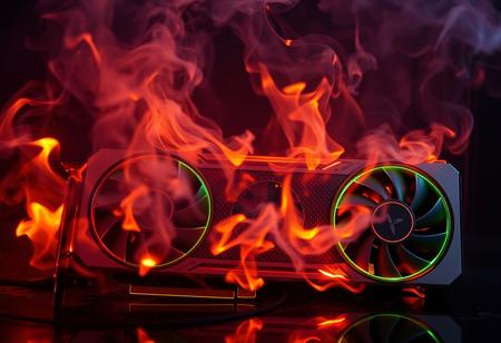 highly detailed, 8k, UHD, RGB nvidia rtx 4090 graphics card, GPU, smoking, on fire
burning paper that says "buzz to cool me down"