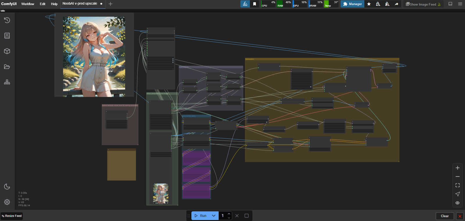 ComfyUI NoobAI v-pred workflows for generation, inpaint and upscale. And my experience.