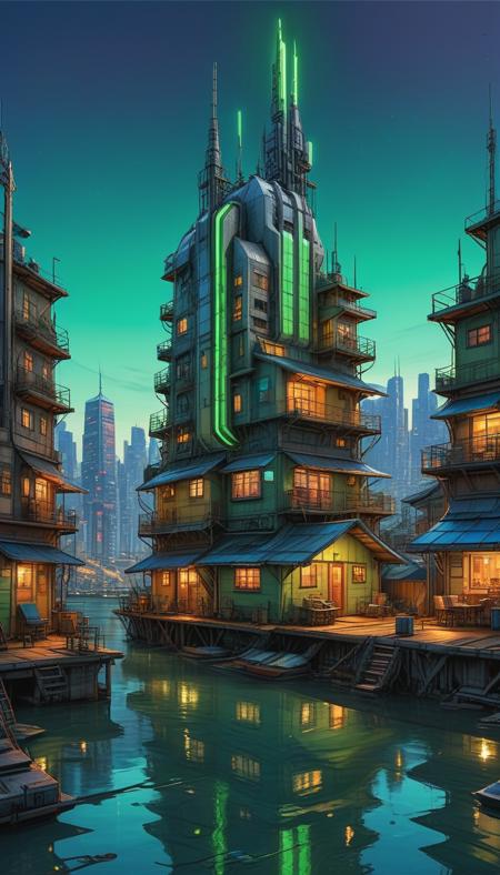 (cel-shading:2)+, (in ARTIST style:1.6), (masterpiece:1.7), hyperrealism, glossy, shinny, reflections,
clear image, accurate picture, clear picture, precise image, focused image, Science fiction style, Science fiction,
(cozy comfy city scenery with cozy houses and buildings, evil green glow), science fiction, city scenery focus, dark neon cyberpunk city background, mecha,
comic style, (ultra sharp focus:2), (thin lines:2),
(best quality:1.8),
<lora:Apparatus_-_Traction_City_Walkers_Vehicles:0.8>,