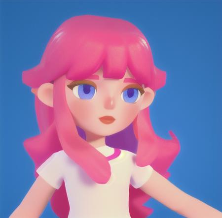 <lora:getaisoft3d:0.7>,solo,soft art style, 1girl, solo, long hair, blush, blue eyes,purple eyes, upper body, red hair, short sleeves, pink shirt, 3d,happy