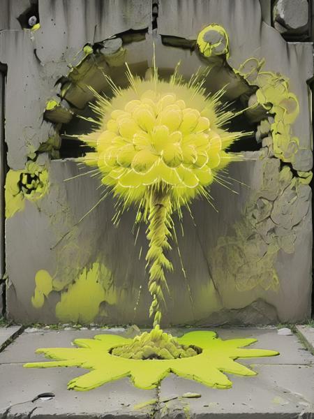 conrtneo, a neon yellow nuclear explosion bursting in neon concrete,  <lora:- SDXL - conrtneo _neon-concrete _V1.0:1>