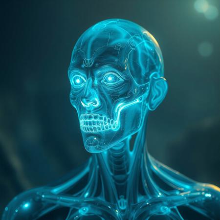 Masterpiece, a bioluminescence translucent polonium/humanoid, 32k, 16k, 8k, cinematic art,