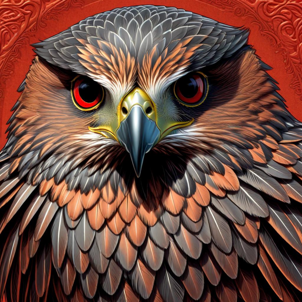 (Artificial Vector image:1.3) of (Ultrarealistic:1.3),(Amusing:1.3) line art trinket depicting a Mesa Falcon  Herb Lubalin, natural, shimmering, vibrant, gothic, rpg,1400ad, ultra detailed, detailed, immersive, reminiscent of high fantasy RPG games, HD, masterpiece, best quality, hyper detailed, super realistic, perfect face, perfect hands, award-winning, professional, breathtaking, gray Beach treacherous weather comic . graphic illustration, comic art, graphic novel art, vibrant, highly detailed <lora:CharcoalDarkStyleXL:1> <lora:Dark Fantasy:1> <lora:detailed_notrigger:1>,(by Artist Peter Gric:1.3),(Flat style:1.3),Illustration,Behance,(Lowbrow Art:1.3),(Red hue:1.3)