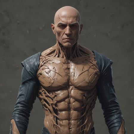 a close up of a men in , jacket over bare torso, eleven-dimensional, alt art, dio, still from animated horror movie,, 2049, full body and head view, warping time and space, full body visible, 7 7 7 7, logan, flickr, dreamscape, asymmetrical, intricate detail, golden ratio, concept art, artstation trending, environments, unreal engine, sharpe focus, cinematic