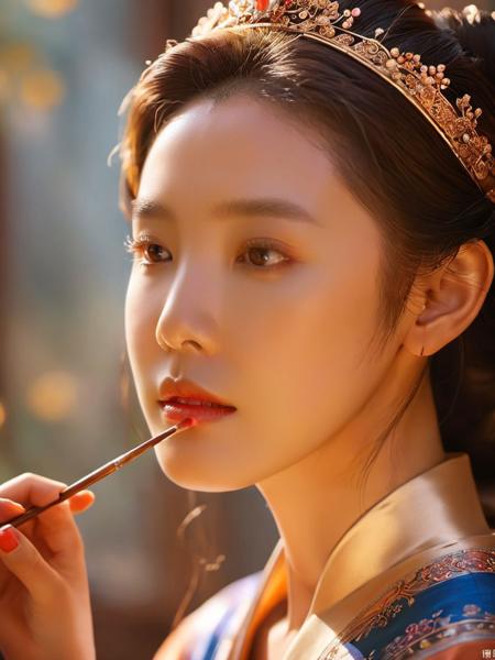 a princess, warm color palette,photo realistic, trending on artstation, zhangruonan woman painting, realistic, 8 k photorealistic, hd, high details, bokeh, vital, mechanical, elegant, intricate, complex, poetic  <lora:zhangruonan_XLB3e4_4-000015:0.6>