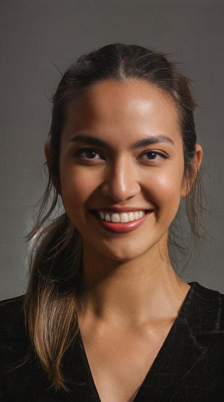 ohwx nia, <lora:ohwx_niar_v1:0.8>, long brunette hair, tall and slim body, fashion photo at a dark runway taken on fujifilm xt3 pro, stripping, bare shoulders, wide smile, exceptional detail, looking  straight at camera, pitch black background with thousands lights