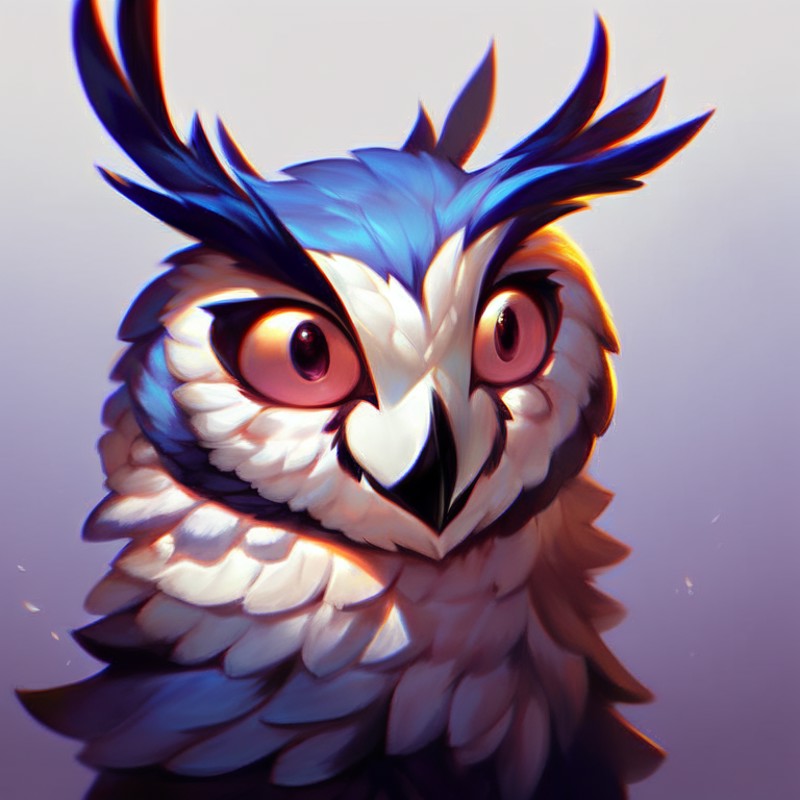 score_9, solo, portrait. owl, light gradient background