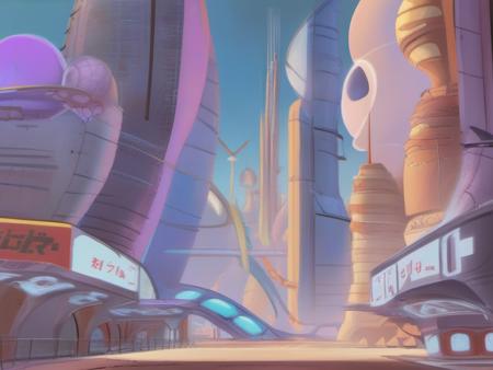 Futuristic city,  detailed   <lora:SDXL Cartoon Background:1>toonbg_background