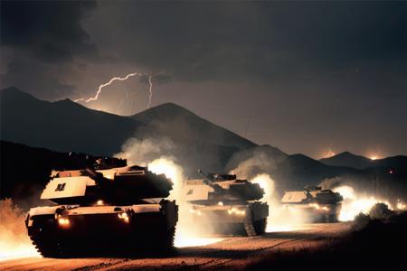 analog gloomy (close up shot) photo of a convoy of (M1 Abrams tanks,  <lora:m14br4m5:1>), firing cannon, (in a rocky alien planet (at midnight)), (surrounded by arachnids from starship troopers), ((heavy rain)), thunderstorm, lightning in the background, (horror movie), ((nighttime)), (midnight), High Detail, Sharp focus, ((photorealism)), ((realistic)), best quality, 8k, award winning, dramatic lighting, epic, cinematic, masterpiece, backlit, contrejour, rim light, ambient fog:1.4, dutch angle, depth of field, volumetric lights,