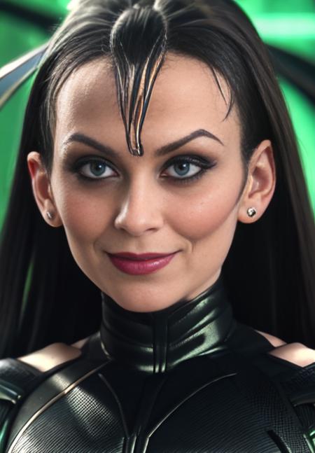 <lora:Hela:0.8>, Hela, 1girl, solo, evil smirk, upper body, close up