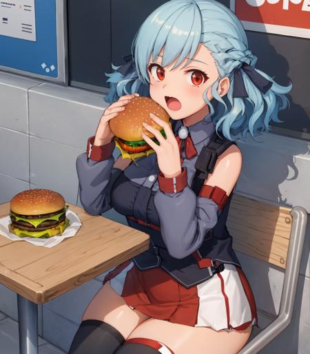 (1girl, spas12, spasnormal:1.1), cafe, sitting behind table, eating burger, open mouth, looking at viewer, thighhighs
<lora:SPAS12:.8>  <lora:SPASNormal_Costume:.8> <lora:(c)Eating_burger-v1:1>