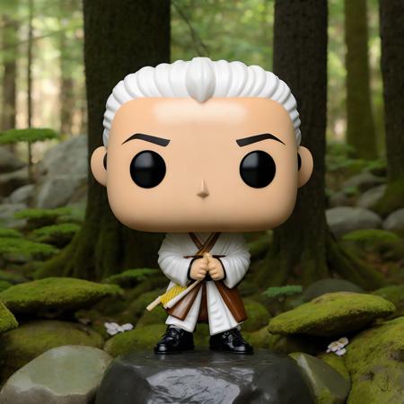 <lora:Funko Test:.7>, Funko, Japanese, forest, zen, light skin, black hair, male, hands