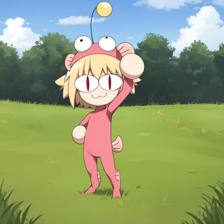 catgirl, neco-arc, (chibi:1.2), anglerfish costume, pink bodysuit, (pink headwear:1.1), (fins:1.2) best quality, solo, standing, full body, blonde hair, (slit pupils:1.2), :3, short hair, looking at viewer, smile, arm up, outdoors, cloud, red eyes, grass
<lora:anglerfish-000009r:0.75>
<lora:neco-arc:0.85>