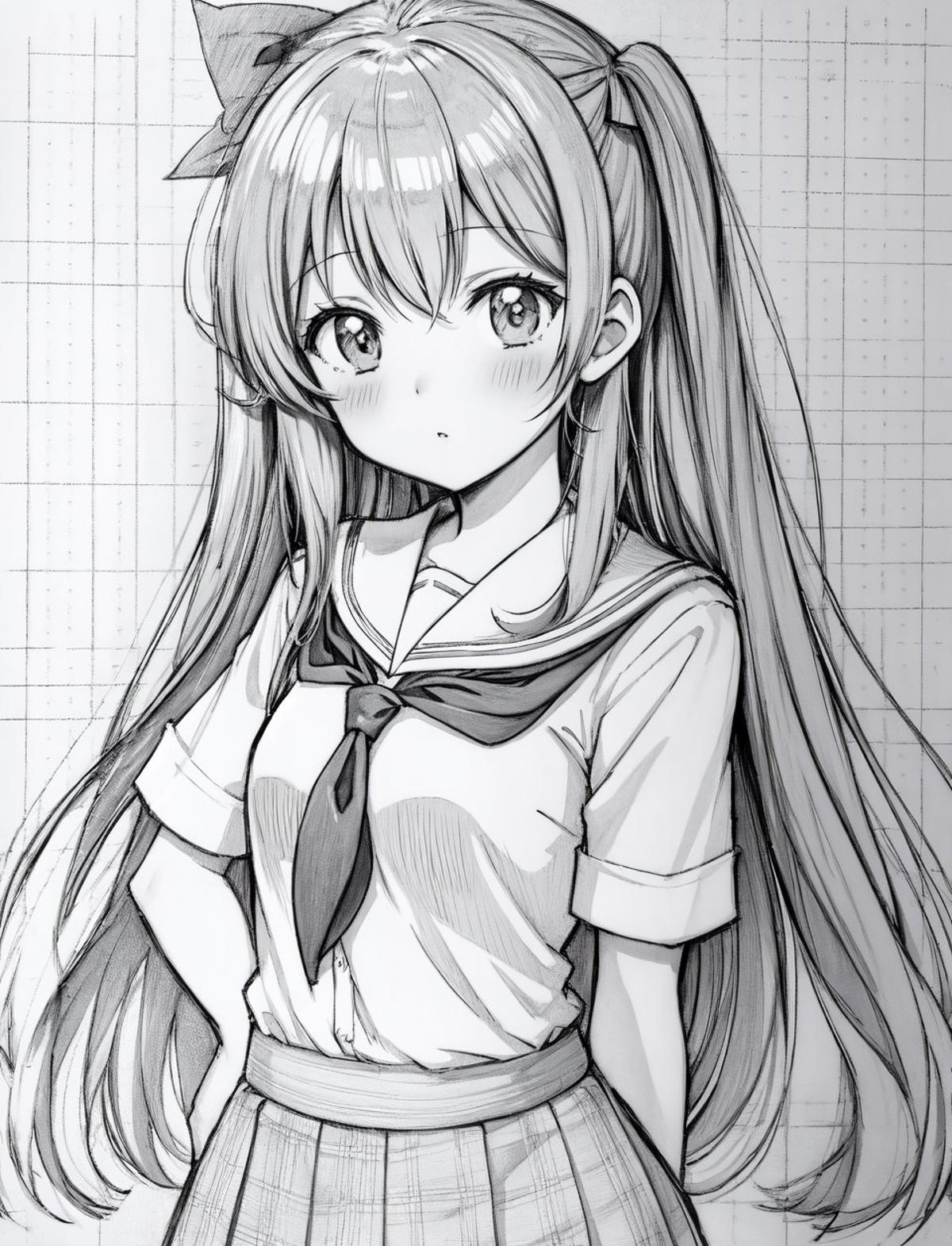 Anime School Girl Drawing 