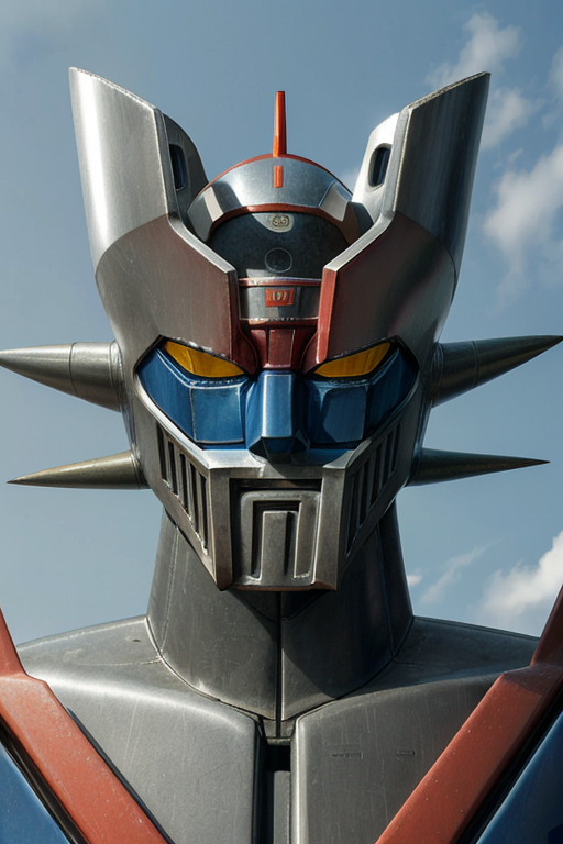full view<lora:Benteler1:0.69>   <lora:mazinger02:0.72> mazinger robot destroying the factory of benteler1 logo