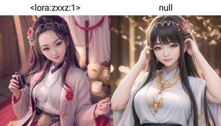 <lora:zxxz:1>,best quality, masterpiece, highres, 1girl,(seductive smile:0.8),china hanfu,necklace, jewelry,Beautiful face,upon_body, tyndall effect,photorealistic, dark studio, rim lighting, two tone lighting,(high detailed skin:1.2), 8k uhd, dslr, soft lighting, high quality, volumetric lighting, Photograph, high resolution, 4k, 8k, Bokeh