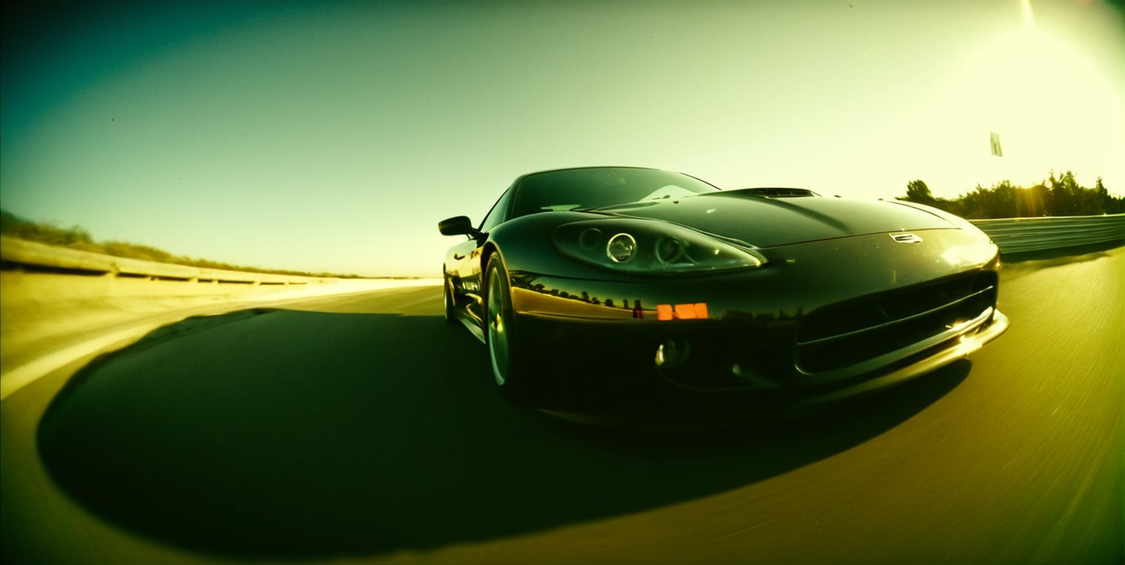 cinematic, a car, speed, drifting, low-angle view, ultra detailed, side, close-up, reflections, film grain, blurry, (fish ...