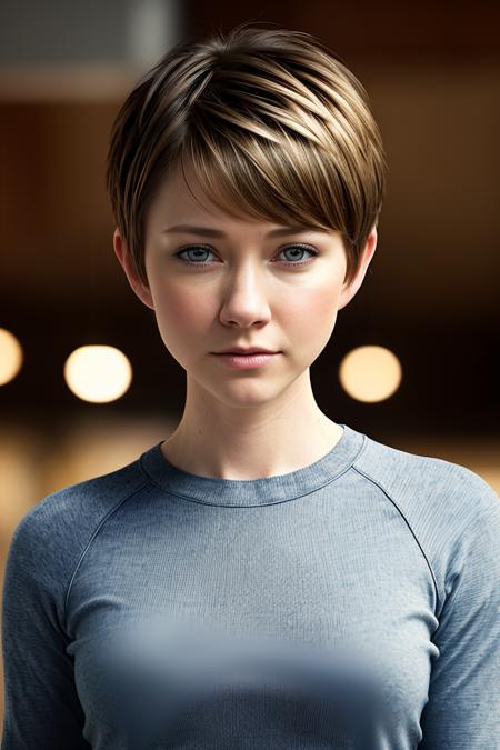 photo of beautiful young (v4l0riecurry-200:0.99), a woman with a (pixie haircut), (tight long sleeve top:1.2), (long jeans), in a department store, natural light, (masterpiece:1.2) (photorealistic:1.2) (best quality) (detailed skin:1.2) (intricate details) (8k) (HDR) (cinematic lighting) (sharp focus), (looking at the camera:1.1), ((closeup portrait:1.2))