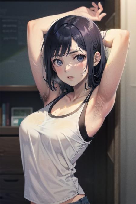 1girl, armpits, (((armpit_hair)))