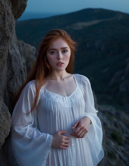 (Jia Lissa woman) <lora:JiaLissa_SDXL_v1.0:1>
A photorealistic cinematic upper body shot 
depicts a stunning woman wearing a modest white night gown with long, raven locks standing at the peak of a cliffside basking in the moonlight, it is dark and the shadows are dramatic, she is at the apex of the scene, her eyes are serious and concerned, the village sleeps below
Professional Photography, Photorealistic, standing in a Dark background, blurred background, RAW, analog style, sharp focus, shot on film Sony F65      High image quality, 4K resolution, and HDR capabilities Sony/Zeiss 14mm ISO 800, 1/50s, f/2.8, 16-bit RAW, award winning, masterpiece