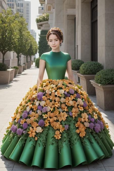 ((Masterpiece, best quality, edgQuality)),arms behind head,edgASA1,(smile:0.5)
edgPetal, a woman wearing a dress made of flower petals ,wearing edgPetal,garden background
<lora:edgPetalDress:0.9>