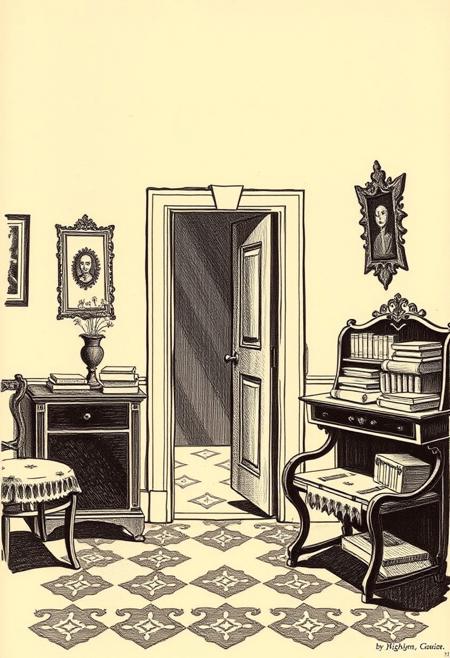 Once upon a midnight dreary, while I pondered, weak and weary,
Over many a quaint and curious volume of forgotten lore,
While I nodded, nearly napping, suddenly there came a tapping,
As of some one gently rapping, rapping at my chamber door. “
“'Tis some visitor,” I muttered, “tapping at my chamber door—
Only this, and nothing more.”
Ah, distinctly I remember it was in the bleak December,
And each separate dying ember wrought its ghost upon the floor.
Eagerly I wished the morrow;—vainly I had sought to borrow
From my books surcease of sorrow—sorrow for the lost Lenore—
For the rare and radiant maiden whom the angels name Lenore—
Nameless here for evermore.
And the silken sad uncertain rustling of each purple curtain
Thrilled me—filled me with fantastic terrors never felt before;
So that now, to still the beating of my heart, I stood repeating, “
“'Tis some visitor entreating entrance at my chamber door—
Some late visitor entreating entrance at my chamber door;—
This it is, and nothing more.”
Presently my soul grew stronger; hesitating then no longer,
“Sir,” said I, “or Madam, truly your forgiveness I implore;
But the fact is I was napping, and so gently you came rapping,
And so faintly you came tapping, tapping at my chamber door,
That I scarce was sure I heard you”—here I opened wide the door