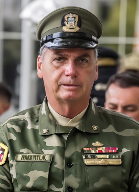 1boy, photo of bolsonaro in (army general uniform)1.3, upper body, looking at viewer, 8k uhd, best quality, masterpiece, sharp focus, realistic, Fujifilm XT3