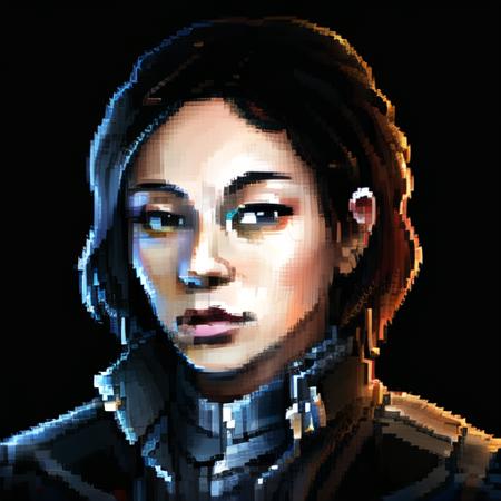 , (masterpiece:1.3), ((best_quality)), (absurdres), 1girl, portrait, simple_background, black_background, <lora:starsector portraits original:0.7>