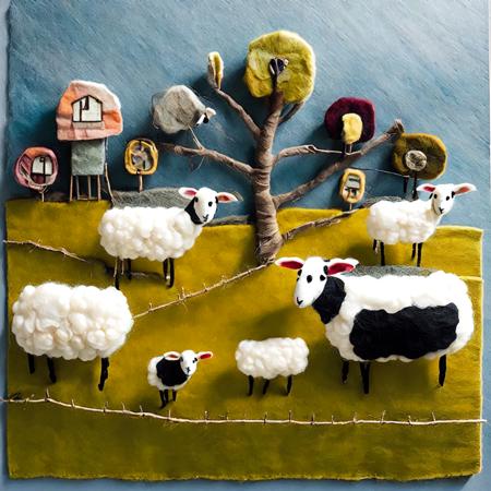 <lora:kFelted:.9> felted farm