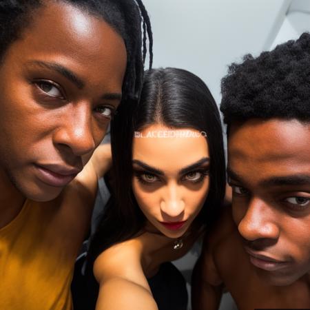<lora:mbbc:1>, mbbc, blkd, penis,  looking at viewer, testicles, selfie, reaching towards viewer, uncensored, dark skin, blkd 1girl, 2boy,  thugs, looking at viewer, flaccid, multiple penises, 
22 year old girl, 
perfect skin perfect model face ,
  american   supermodel ,
 Exhaustive face , Narrow body type ,
black eyes ,
4k ,
 dithering lighting, real life, 
detailed facial features ,  
RAW photo, subject, 8k uhd, soft lighting, high quality, film grain,